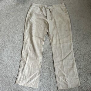 Sean John Light Tan Linen Drawstring Chinos inseam 34